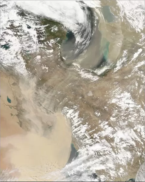 An intense dust storm blows over the Middle East