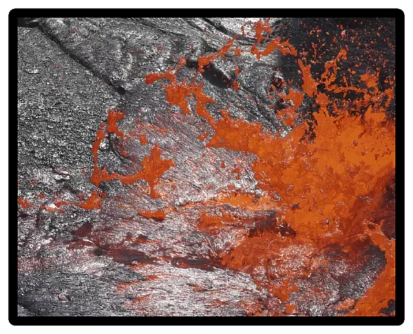 Lava bubble bursting through crust of active lava lake, Erta Ale volcano, Danakil Depression