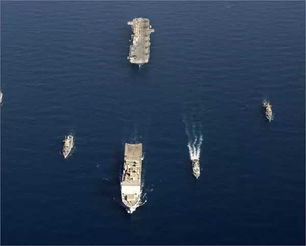A formation of ships at sea