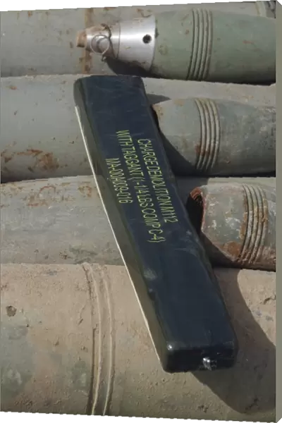 A C-4 explosive placed on a 100 millimeter armor piercing round