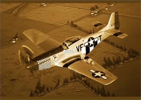 A North American P-51D Mustang in flight