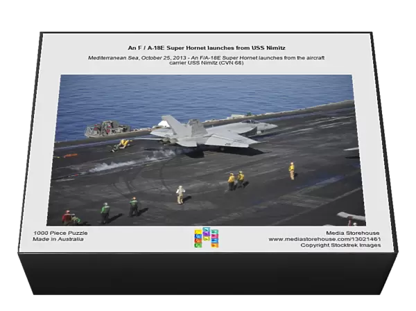 An F  /  A-18E Super Hornet launches from USS Nimitz