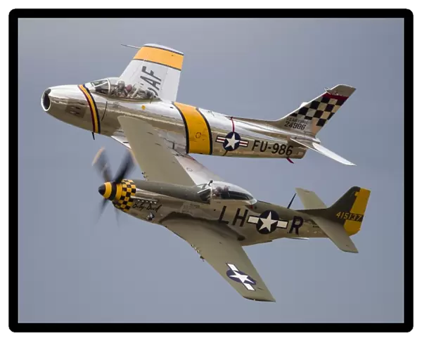 A P-51 Mustang and F-86 Sabre of the Warbird Heritage Foundation