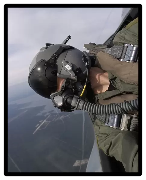 Cockpit view of a pilot flying an F-15 Eagle