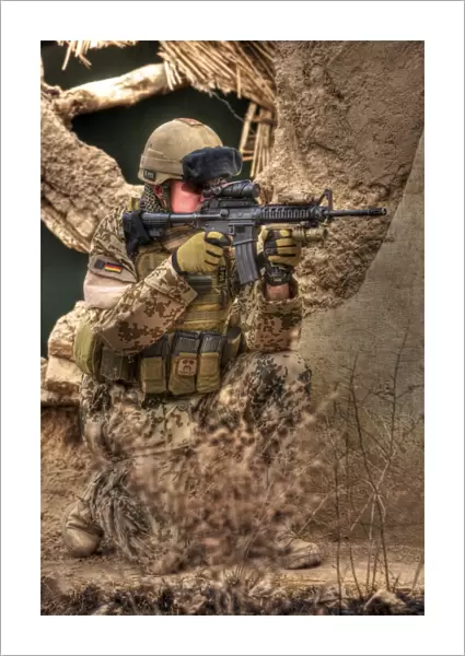 HDR image of a German Army soldier armed with a M4 carbine