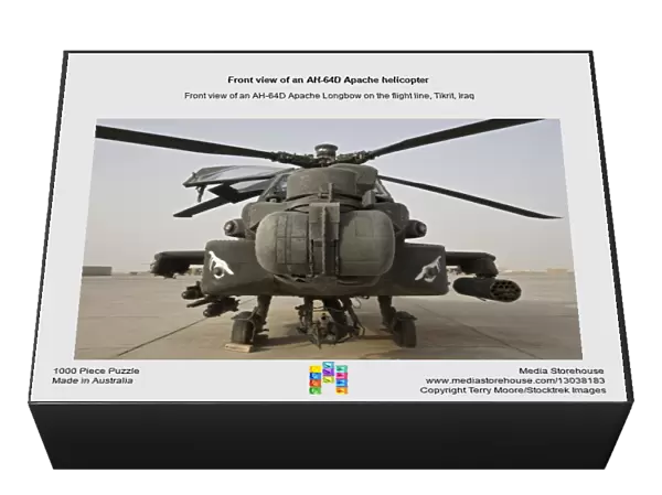Front view of an AH-64D Apache helicopter