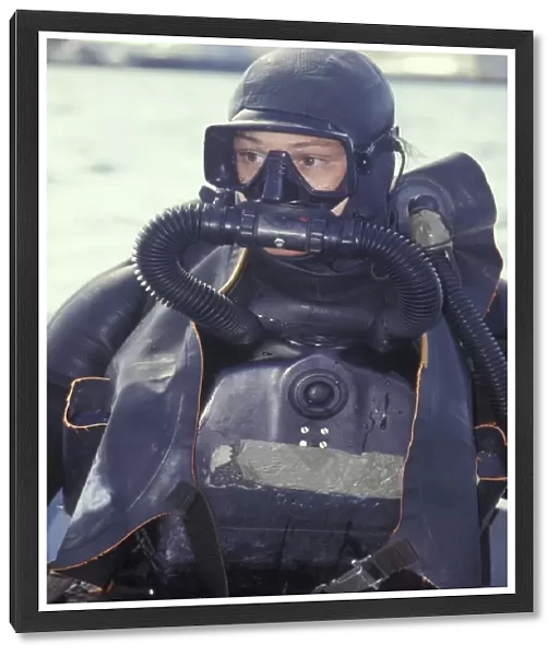 Navy SEAL combat swimmer wearing a closed circuit rebreather