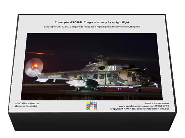 Eurocopter AS-532AL Cougar sits ready for a night flight