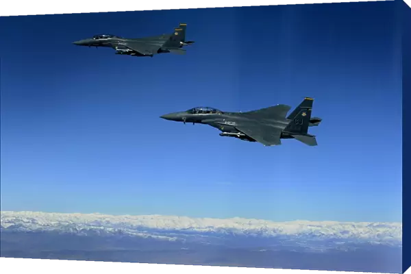 U. S. Air Force F-15E Strike Eagles approach a mission objective in eastern Afghanistan
