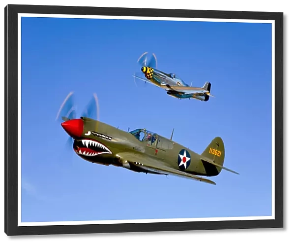 A P-40E Warhawk and a P-51D Mustang Kimberly Kaye in flight