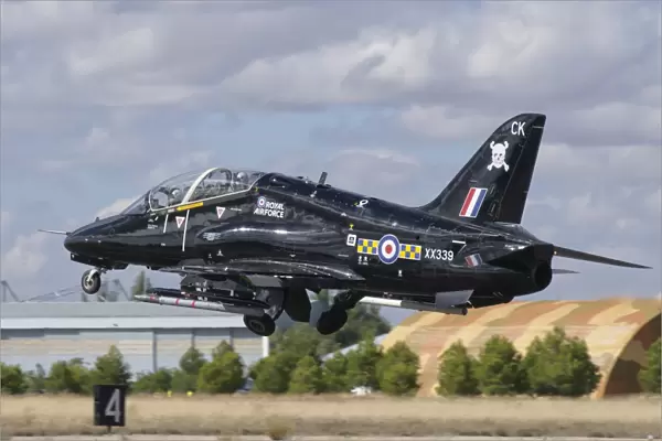 A Royal Air Force Hawk jet taking off