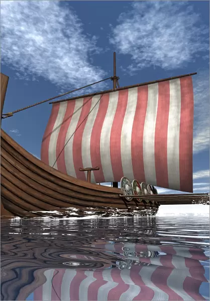 Drekar Viking ship navigating the ocean