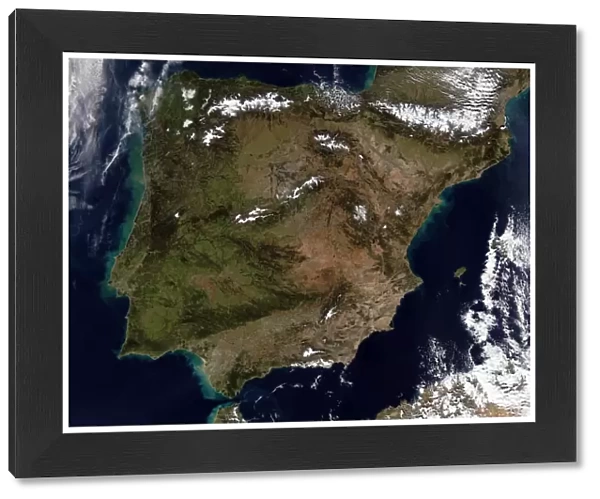 Satellite view of Spain and Portugal
