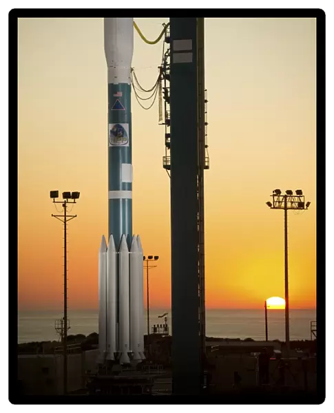 The Delta II rocket on its launch pad