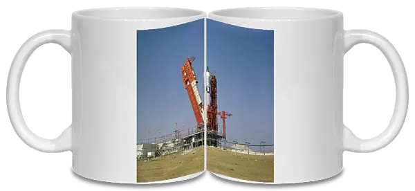 View of the Gemini-Titan 4 spacecraft on its launch pad