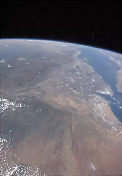 Oblique photo of Ethiopia and part of the Red Sea as viewed from space