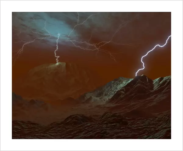 Artists concept of lightning in Venus clouds