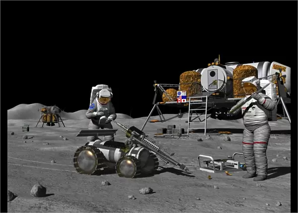 Artists concept of a future lunar exploration mission