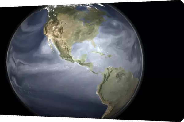 Full Earth view showing water vapor over the Americas