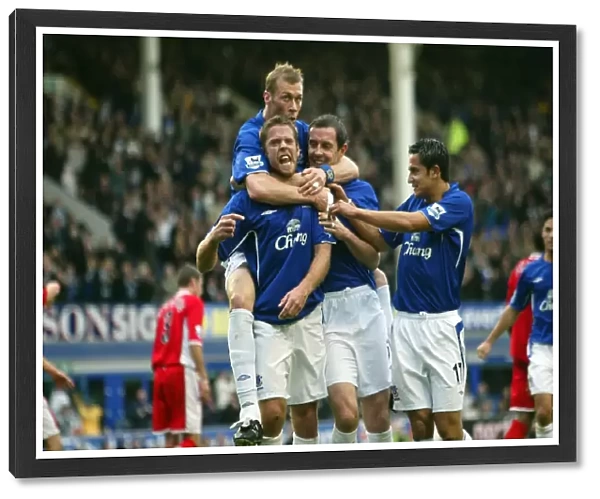 Everton's Euphoric Moment: James Beattie's Goal Celebration with Duncan Ferguson