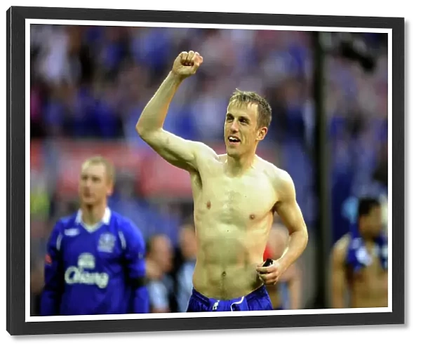 Everton's Phil Neville: FA Cup Semi-Final Victory Celebration vs. Manchester United at Wembley Stadium (04 / 19 / 09)