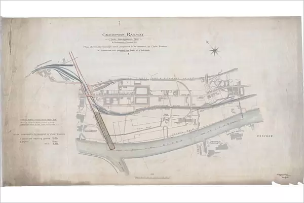 Clyde Navigation Bill in Parliament Session 1899. Plan showing Companys land proposed to be acquired by Clyde Trustees in connection with proposed New Dock at Clydebank
