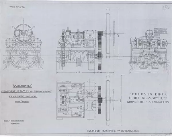 Carronwater, Arrangement of Steam Steering Engine with Independent Hand Gear