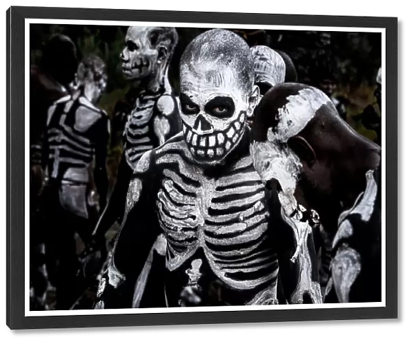 Skeleton men at the Mt Hagen sing-sing festival - Papua New Guinea