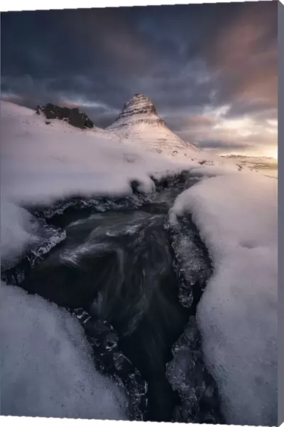 Rushing Water under the Mountain Peak