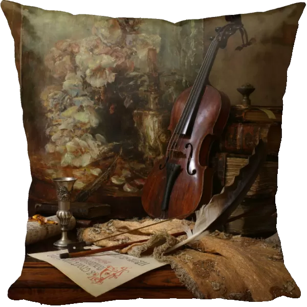 Still life with violin and painting