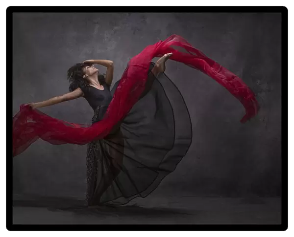 Ballerina with red canvas