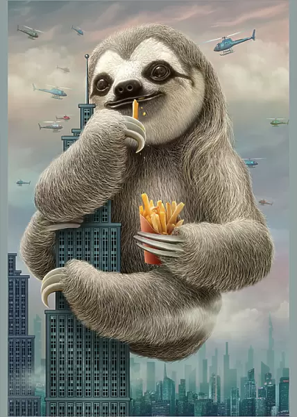 sloth climbing a building