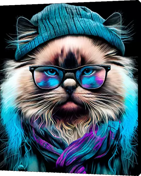 Hipster cat animal art