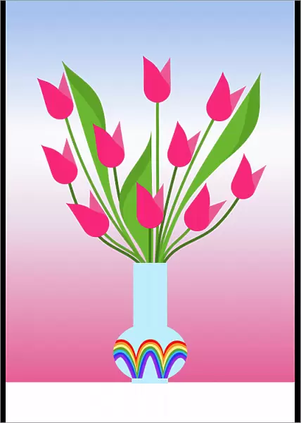 Tulips in the rainbow vase