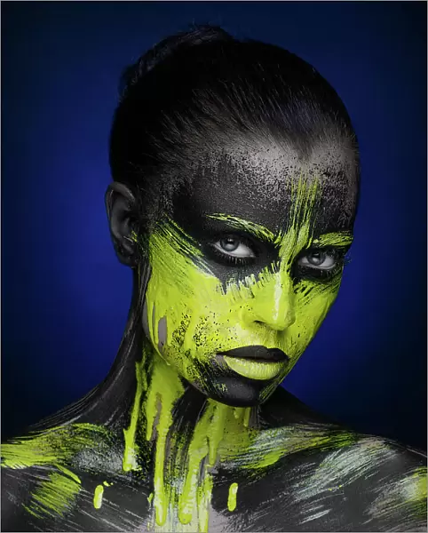 Acid. yellow black Makeup Beauty Girl in studio. Alex Malikov