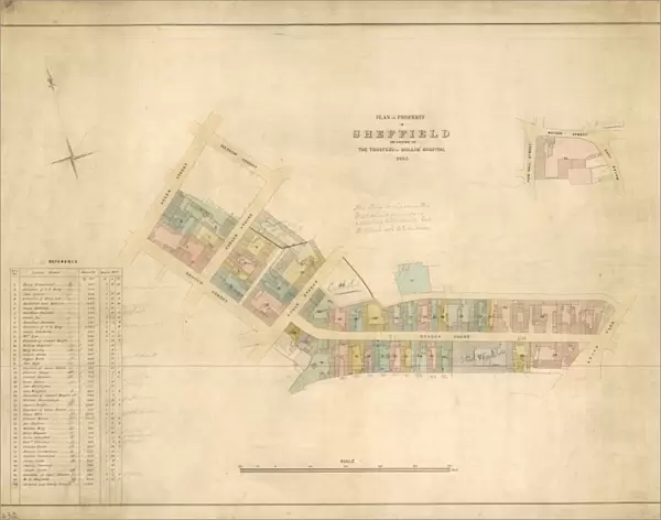Plan of the property in Sheffield belonging to the Trustees of Hollis Hospital, 1855