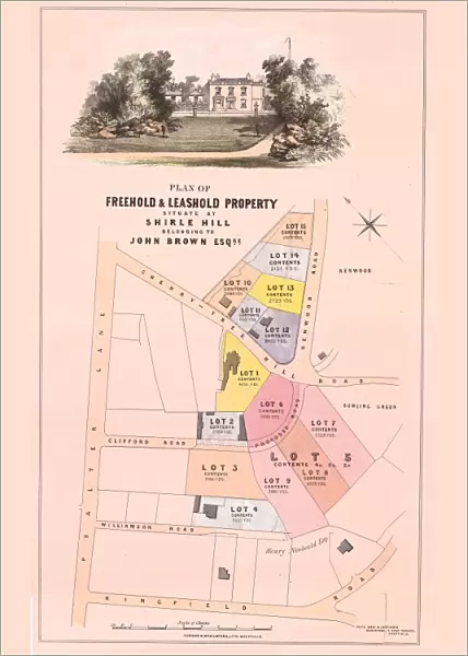 Plan of freehold and leasehold property situate at Shirle Hill, belonging to John Brown, esquire to be sold by auction, 1865