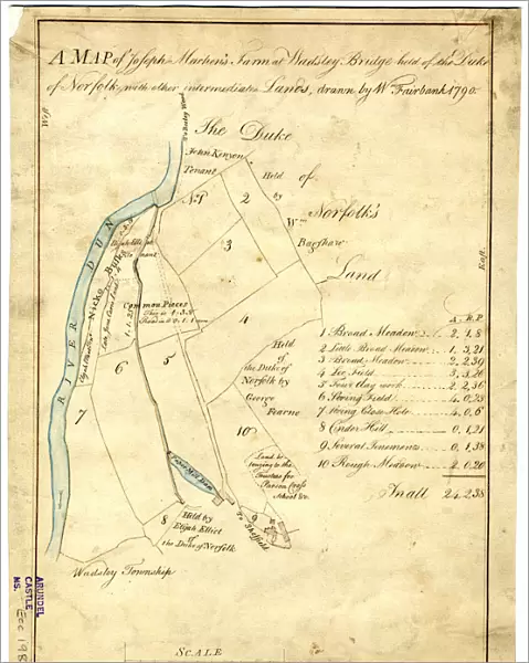 Map of Joseph Machens Farm at Wadsley Bridge, Sheffield, 1790