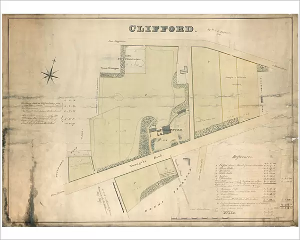Plan showing Clifford House, Psalter Lane, Sheffield, Yorkshire, 1820