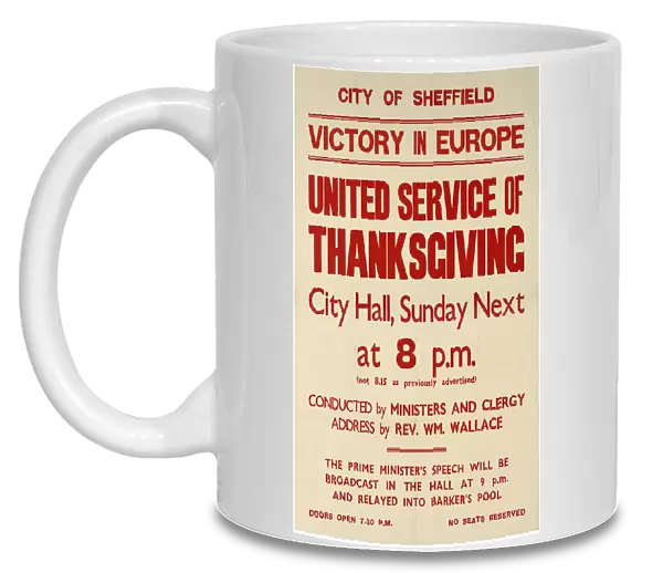 Victory in Europe (VE Day) - united service of thanksgiving, Sheffield City Hall, 1945