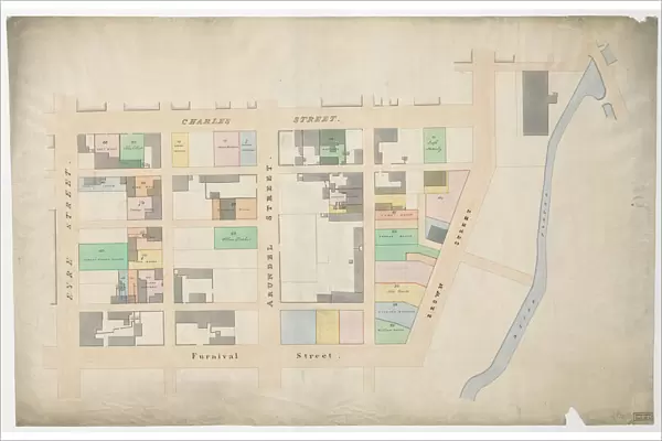 Plan of Arundel Street, Charles Street, etc, Sheffield, c. 1829