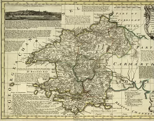 County Map of Pembrokeshire, Wales, c. 1777