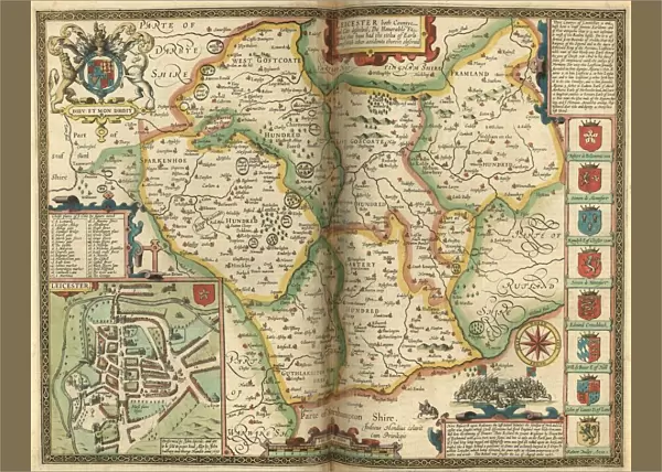 John Speeds map of Leicestershire, 1611