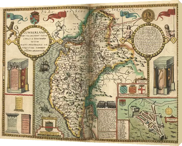 John Speeds map of Cumberland and Carlisle (Cumbria), 1611