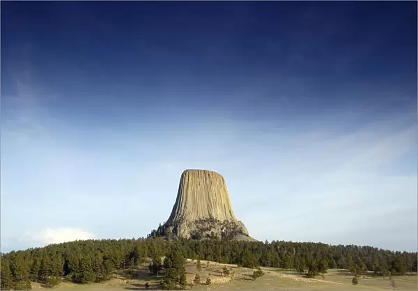 Devils Tower National Monument, East Wyoming, USA. Rises 1267 feet above surrounding plains