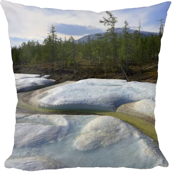 Meltwater stream through ice, Putoransky State Nature Reserve, Putorana Plateau, Siberia