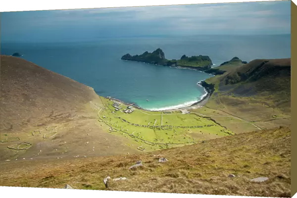 Village Bay on St Kilda and the old house that formed the village, Scotland, UK, May