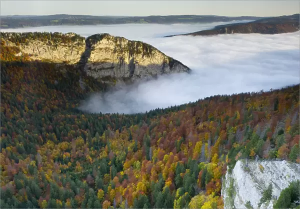 The Creux du Van cirque, an amphitheatre-like valley head shaped by glacial erosion