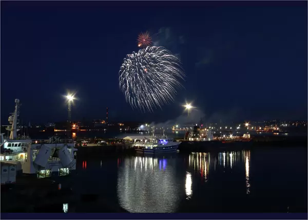 Fireworks at Peterhead harbour, Scotland, UK, July 2016