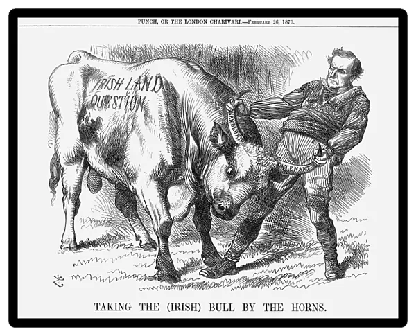 Taking the (Irish) Bull by the Horns, 1870. Artist: Joseph Swain